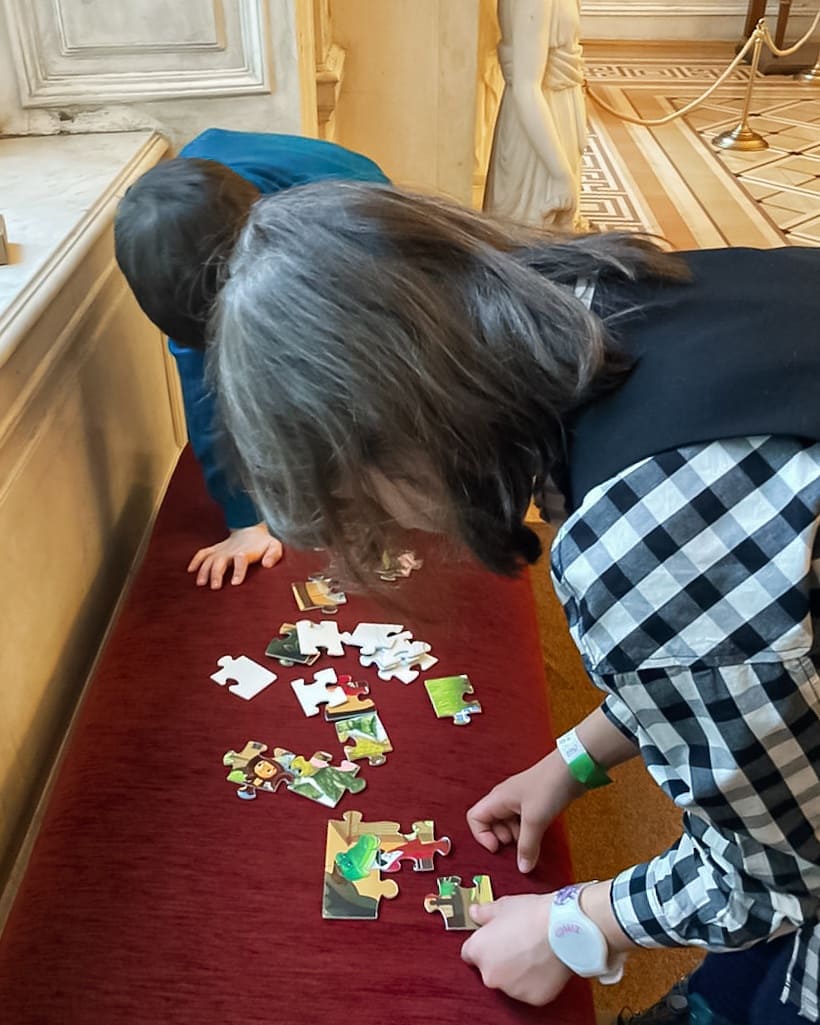 St Petersburg Russia tours: Young puzzle artists in the Hermitage Museum