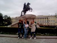 Walk in St. Petersburg - the famous Bronze Horseman, or monument of Peter I